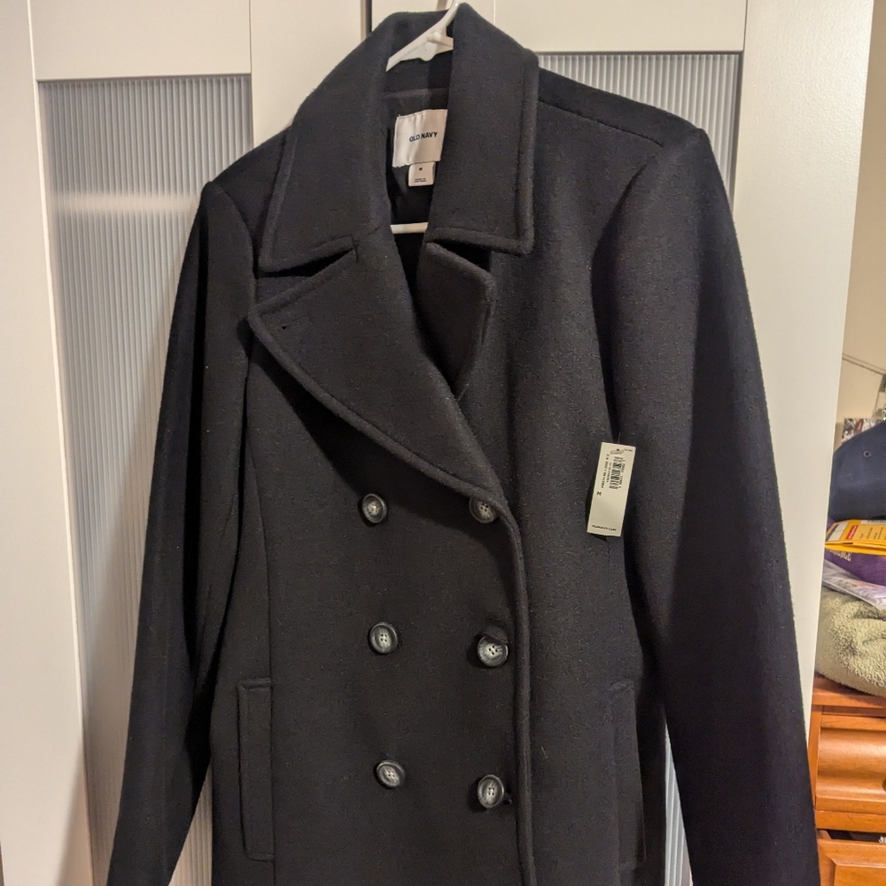 Old Navy Jacket Women’s Meduum Gray Pea Coat Wool Blend
